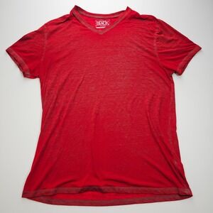 Buckle Black Mens V-Neck T-Shirt Red Short Sleeve Slub Knit XL